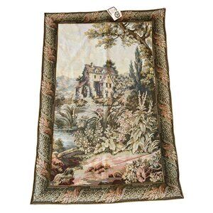 Vtg 2000s Hallmart Collectibles Jacquard Looms Wall Tapestry Cottage Floral New
